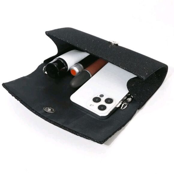 2/$30 Ladies Elegant Black Glitter Evening Bag - Picture 6 of 9